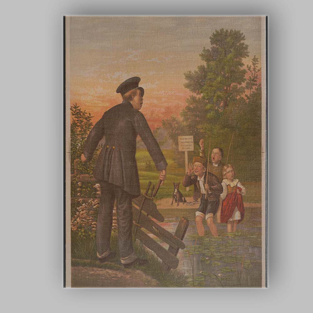 Victorian Children Fishing Pond Humorous Country Scene Canvas Wall Art Print Decor Picture Ready to Hang