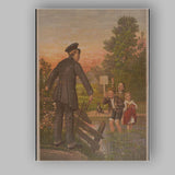 Victorian Children Fishing Pond Humorous Country Scene Canvas Wall Art Print Decor Picture Ready to Hang