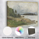 Rocky Lakeshore Pine Forest Nordic Landscape Painting Canvas Wall Art Print Decor Picture Ready to Hang