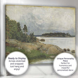 Rocky Lakeshore Pine Forest Nordic Landscape Painting Canvas Wall Art Print Decor Picture Ready to Hang