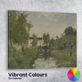 Rural Footbridge Woodland Stream Impressionist Village Scene Canvas Wall Art Print Decor Picture Ready to Hang
