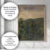Misty Pine Forest Hillside Atmospheric Landscape Painting Canvas Wall Art Print Decor Picture Ready to Hang