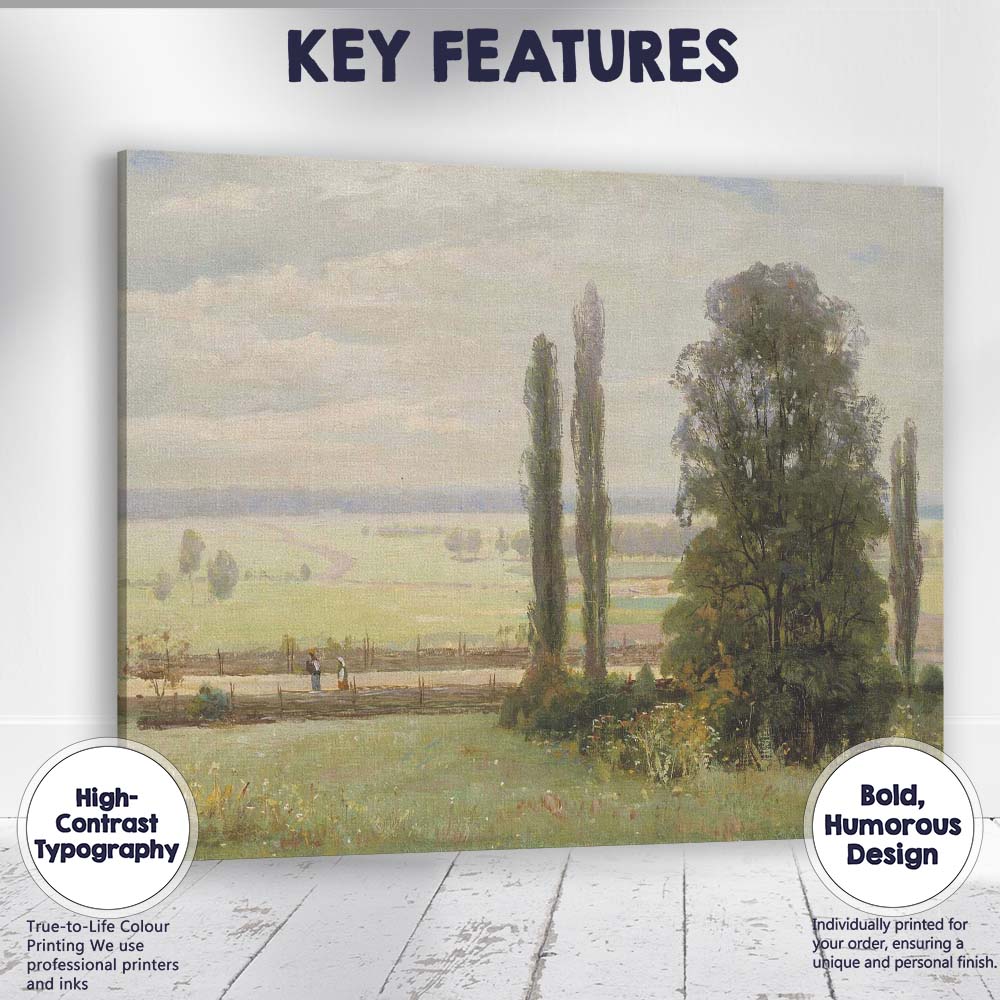 Pastoral Meadow Poplar Trees Country Landscape Canvas Wall Art Print Decor Picture Ready to Hang
