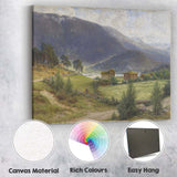 Mountain Valley Farmstead Nordic Countryside Landscape Canvas Wall Art Print Decor Picture Ready to Hang