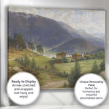 Mountain Valley Farmstead Nordic Countryside Landscape Canvas Wall Art Print Decor Picture Ready to Hang