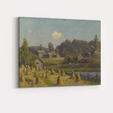 Harvest Haystacks Rural Village Farmland Landscape Canvas Wall Art Print Decor Picture Ready to Hang