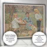 Victorian Children Blossom Garden Nursery Scene Canvas Wall Art Print Decor Picture Ready to Hang