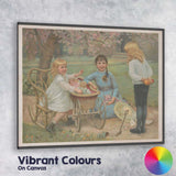 Victorian Children Blossom Garden Nursery Scene Canvas Wall Art Print Decor Picture Ready to Hang