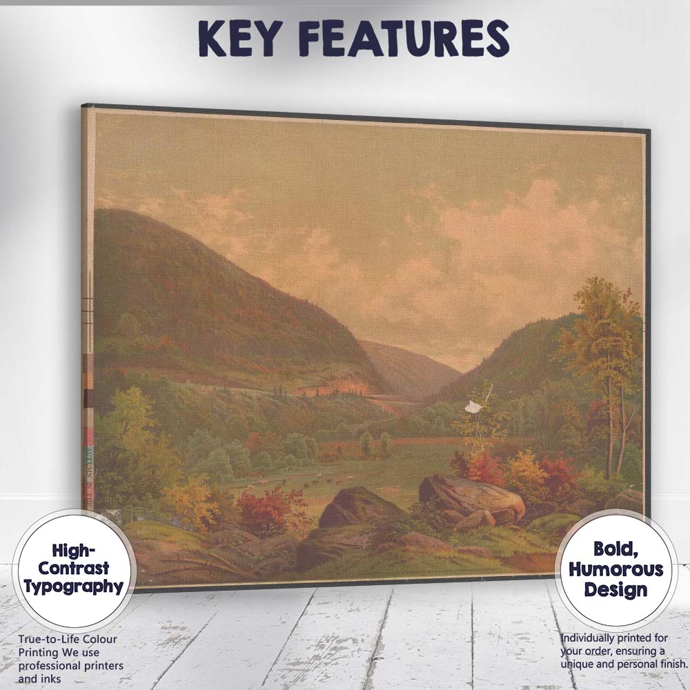 Autumn Mountain Valley Allegheny Wilderness Landscape Canvas Wall Art Print Decor Picture Ready to Hang