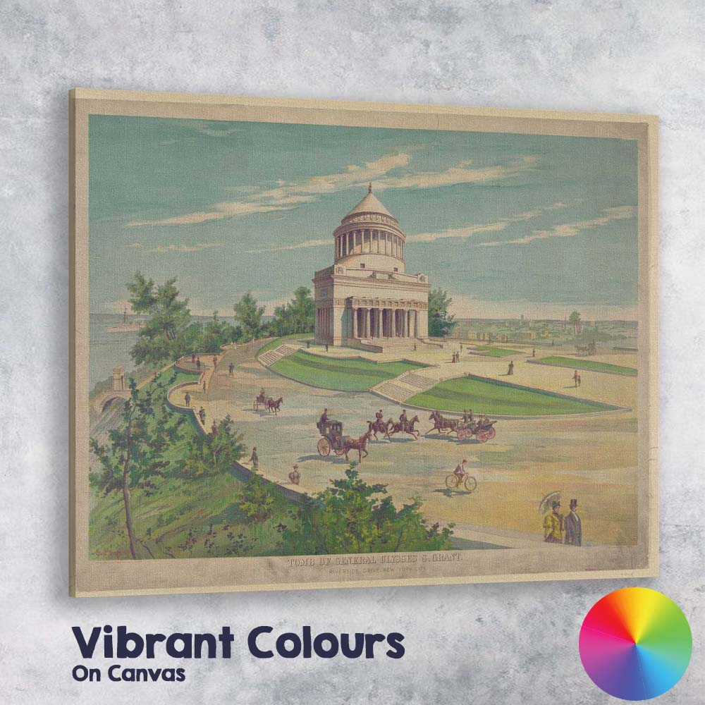 Historic Grant Memorial Riverside Drive Architectural Illustration Canvas Wall Art Print Decor Picture Ready to Hang