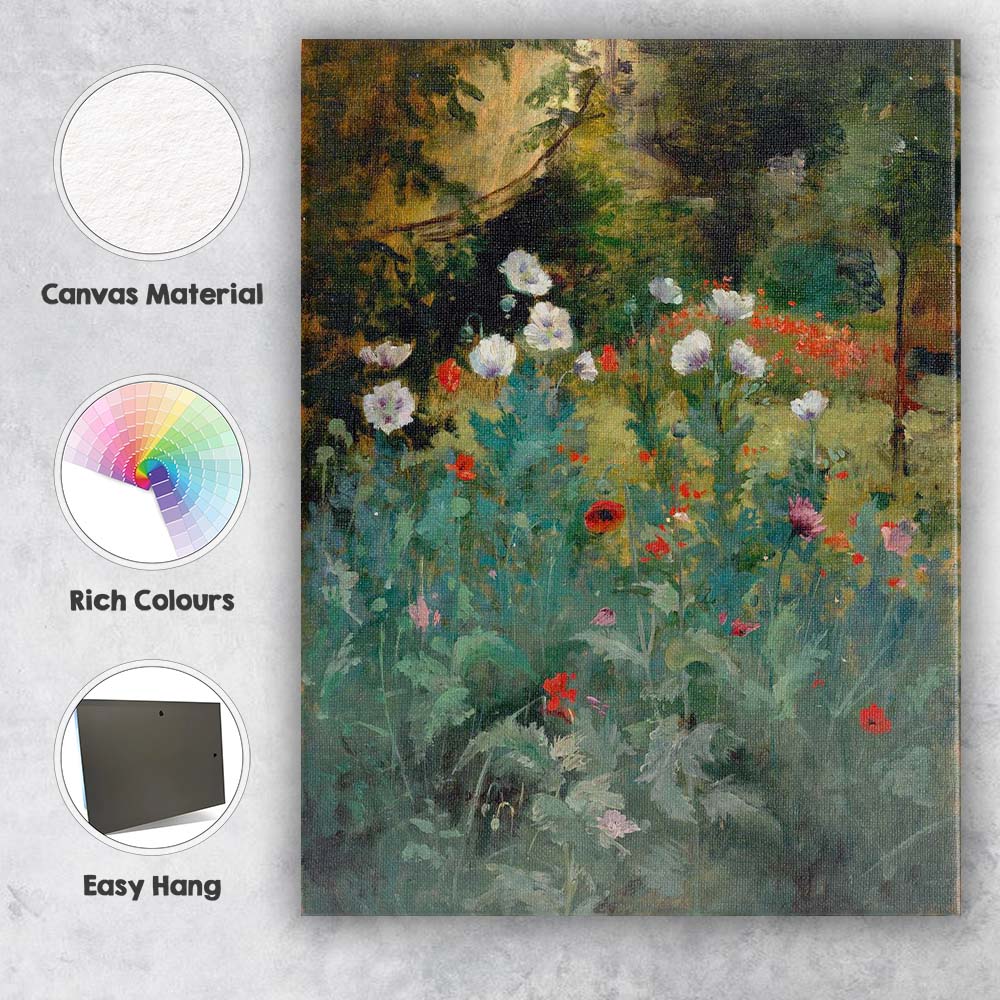 Impressionist Wildflower Meadow Poppy Garden Floral Painting Canvas Wall Art Print Decor Picture Ready to Hang