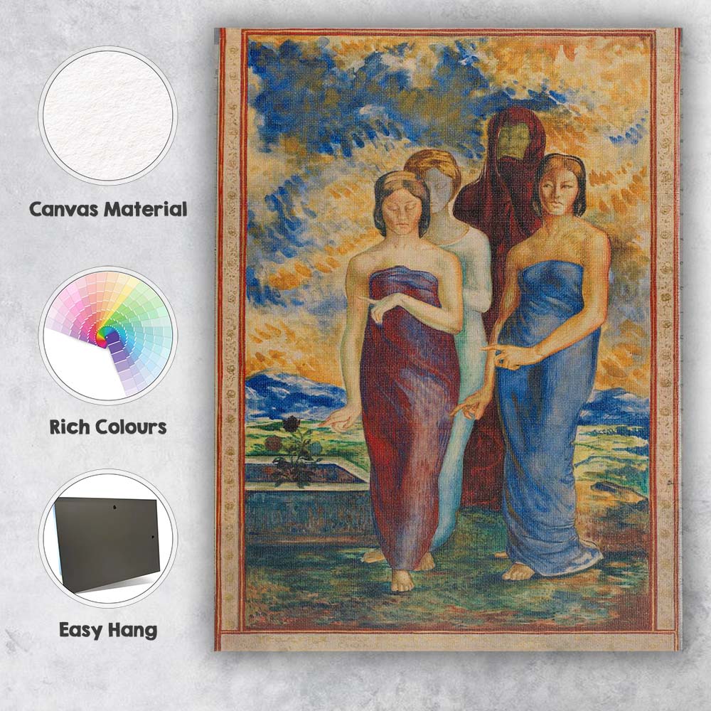 Symbolist Figures Draped Women Decorative Art Nouveau Painting Canvas Wall Art Print Decor Picture Ready to Hang