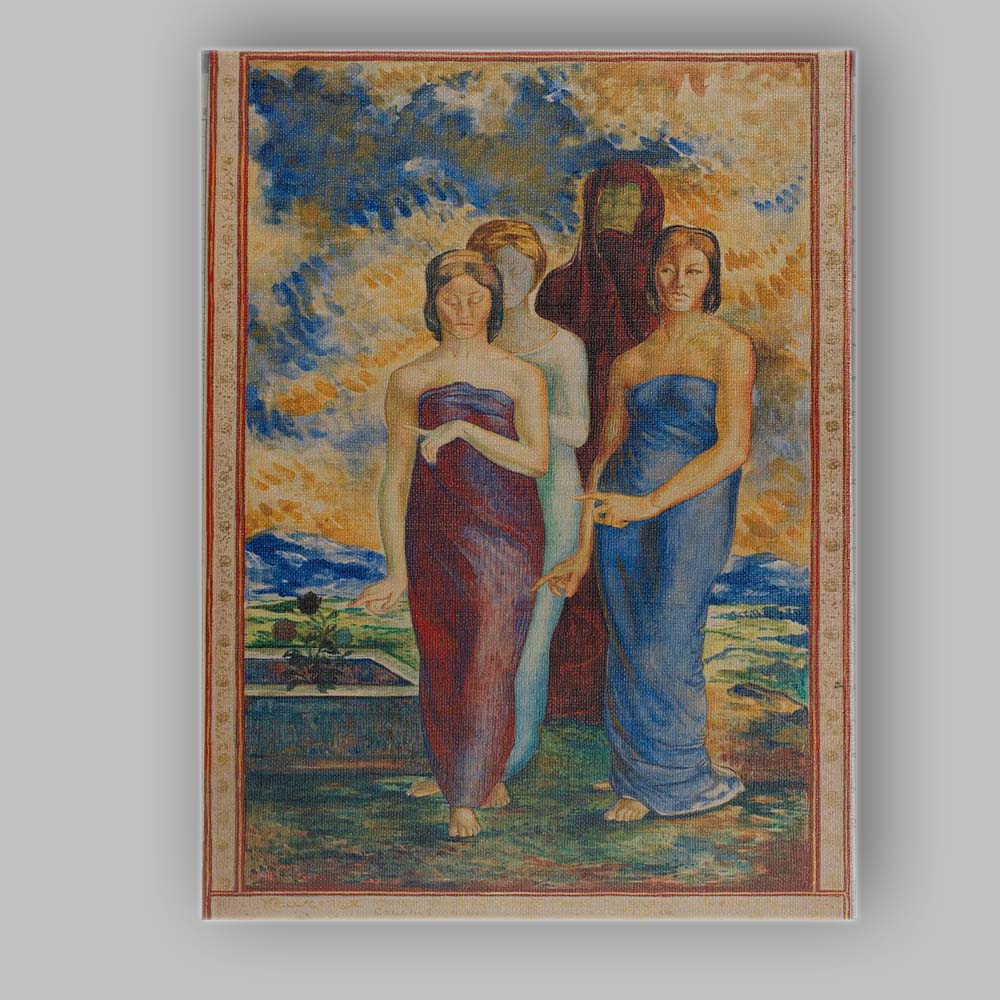 Symbolist Figures Draped Women Decorative Art Nouveau Painting Canvas Wall Art Print Decor Picture Ready to Hang
