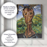 Expressionist Abstract Portrait Green Meadow Background Painting Canvas Wall Art Print Decor Picture Ready to Hang