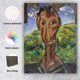 Expressionist Abstract Portrait Green Meadow Background Painting Canvas Wall Art Print Decor Picture Ready to Hang