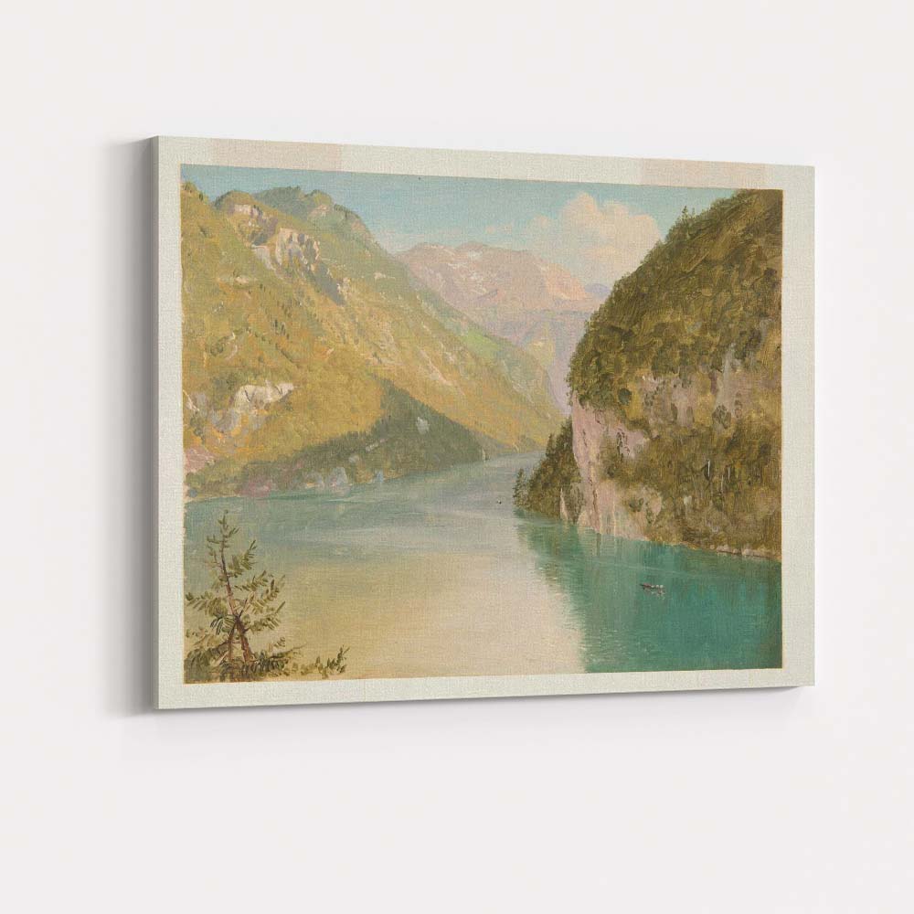Alpine Lake Mountain Fjord Scenic Landscape Painting Canvas Wall Art Print Decor Picture Ready to Hang