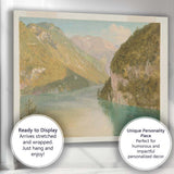 Alpine Lake Mountain Fjord Scenic Landscape Painting Canvas Wall Art Print Decor Picture Ready to Hang