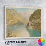 Alpine Lake Mountain Fjord Scenic Landscape Painting Canvas Wall Art Print Decor Picture Ready to Hang