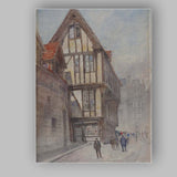 Old European Timber Framed Street Watercolour Cityscape Canvas Wall Art Print Decor Picture Ready to Hang
