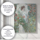Elegant Woman With Parasol Wildflower Garden Impressionist Portrait Canvas Wall Art Print Decor Picture Ready to Hang