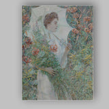 Elegant Woman With Parasol Wildflower Garden Impressionist Portrait Canvas Wall Art Print Decor Picture Ready to Hang