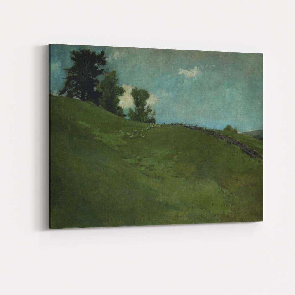 Rolling Green Meadow Hillside Atmospheric Landscape Painting Canvas Wall Art Print Decor Picture Ready to Hang