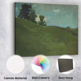 Rolling Green Meadow Hillside Atmospheric Landscape Painting Canvas Wall Art Print Decor Picture Ready to Hang