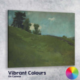 Rolling Green Meadow Hillside Atmospheric Landscape Painting Canvas Wall Art Print Decor Picture Ready to Hang