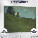 Rolling Green Meadow Hillside Atmospheric Landscape Painting Canvas Wall Art Print Decor Picture Ready to Hang