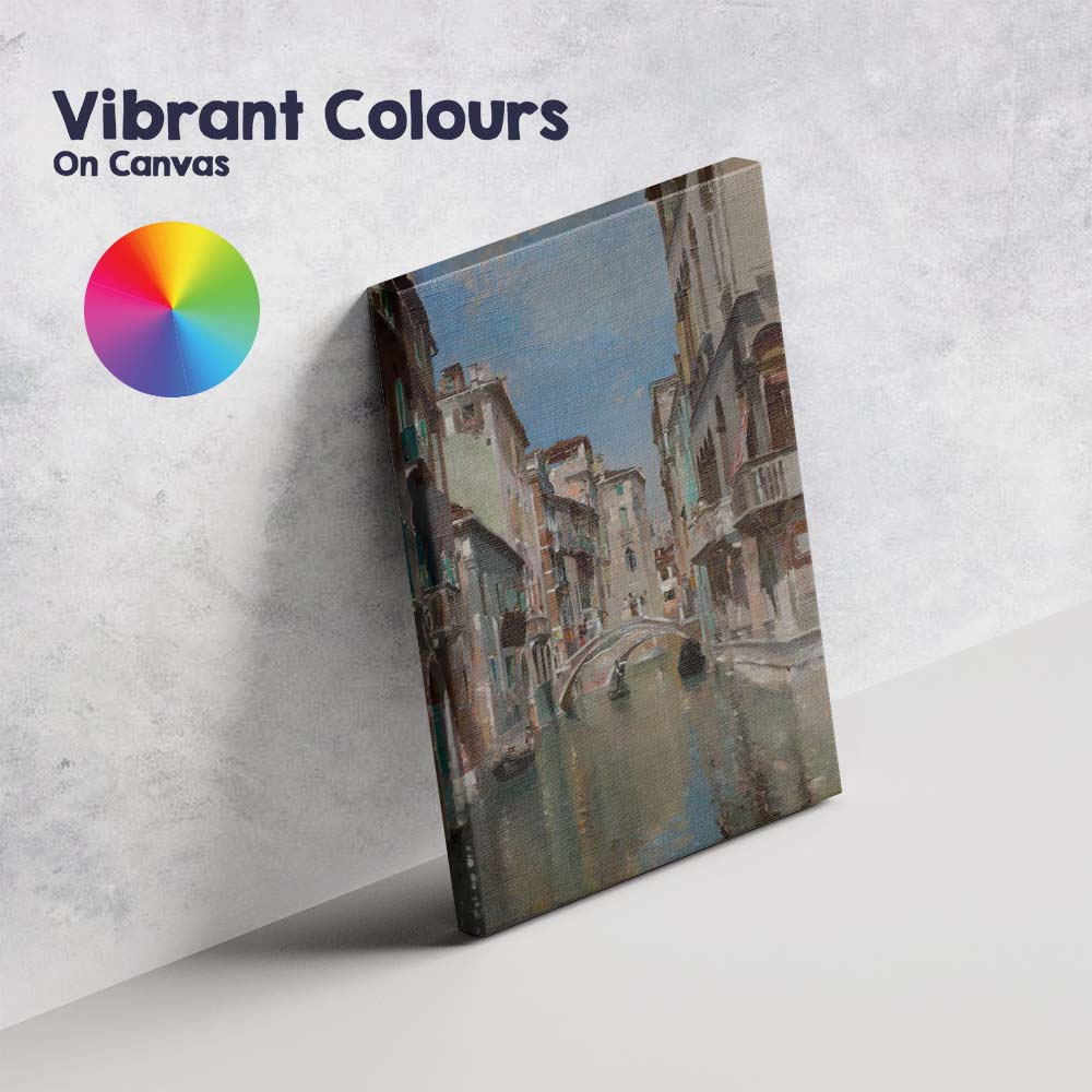 Venetian Canal Bridge Architecture Cityscape Oil Painting Canvas Wall Art Print Decor Picture Ready to Hang