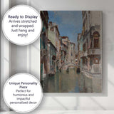 Venetian Canal Bridge Architecture Cityscape Oil Painting Canvas Wall Art Print Decor Picture Ready to Hang