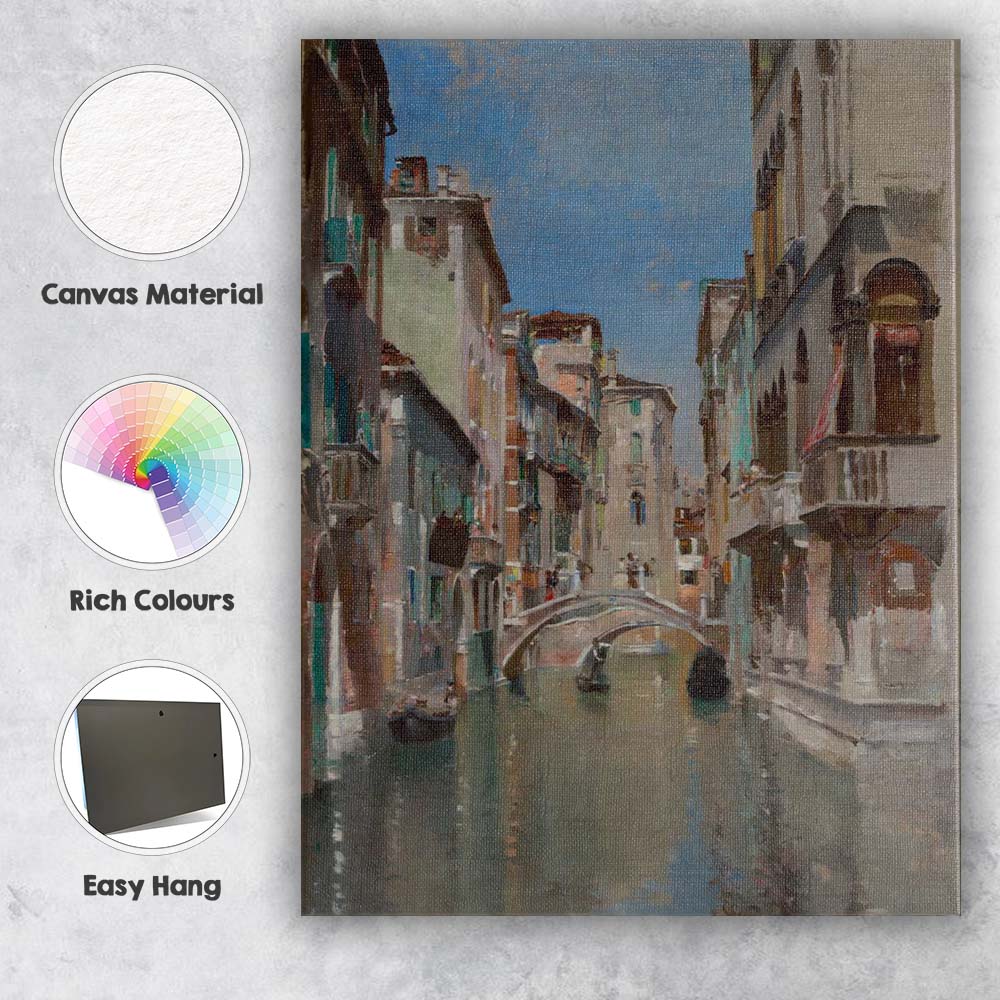 Venetian Canal Bridge Architecture Cityscape Oil Painting Canvas Wall Art Print Decor Picture Ready to Hang