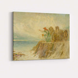 Mythological Woman With Lions Coastal Fantasy Painting Canvas Wall Art Print Decor Picture Ready to Hang