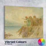 Mythological Woman With Lions Coastal Fantasy Painting Canvas Wall Art Print Decor Picture Ready to Hang