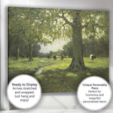 Ancient Oak Trees Cattle Pasture Woodland Landscape Painting Canvas Wall Art Print Decor Picture Ready to Hang