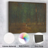 Atmospheric Pine Forest Figures Twilight Woodland Painting Canvas Wall Art Print Decor Picture Ready to Hang