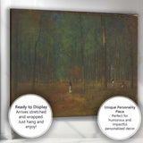 Atmospheric Pine Forest Figures Twilight Woodland Painting Canvas Wall Art Print Decor Picture Ready to Hang