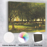 Sunlit Sheep Grazing Orchard Pastoral Rural Landscape Canvas Wall Art Print Decor Picture Ready to Hang