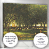 Sunlit Sheep Grazing Orchard Pastoral Rural Landscape Canvas Wall Art Print Decor Picture Ready to Hang