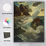 Dramatic Coastal Waves Rocky Seascape Expressionist Painting Canvas Wall Art Print Decor Picture Ready to Hang