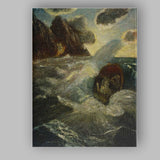 Dramatic Coastal Waves Rocky Seascape Expressionist Painting Canvas Wall Art Print Decor Picture Ready to Hang