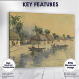 Tropical Riverside Village Palm Trees Watercolour Scene Canvas Wall Art Print Decor Picture Ready to Hang