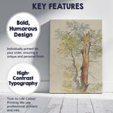 Detailed Woodland Tree Trunk Nature Study Watercolour Canvas Wall Art Print Decor Picture Ready to Hang