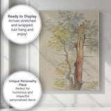Detailed Woodland Tree Trunk Nature Study Watercolour Canvas Wall Art Print Decor Picture Ready to Hang