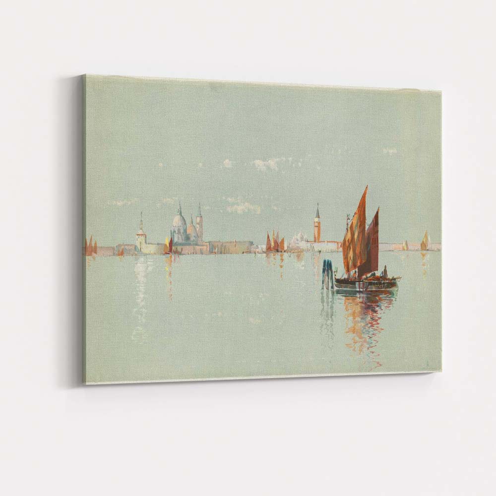 Serene Venetian Lagoon Sailing Boats Watercolour Seascape Canvas Wall Art Print Decor Picture Ready to Hang
