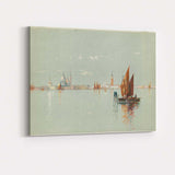 Serene Venetian Lagoon Sailing Boats Watercolour Seascape Canvas Wall Art Print Decor Picture Ready to Hang