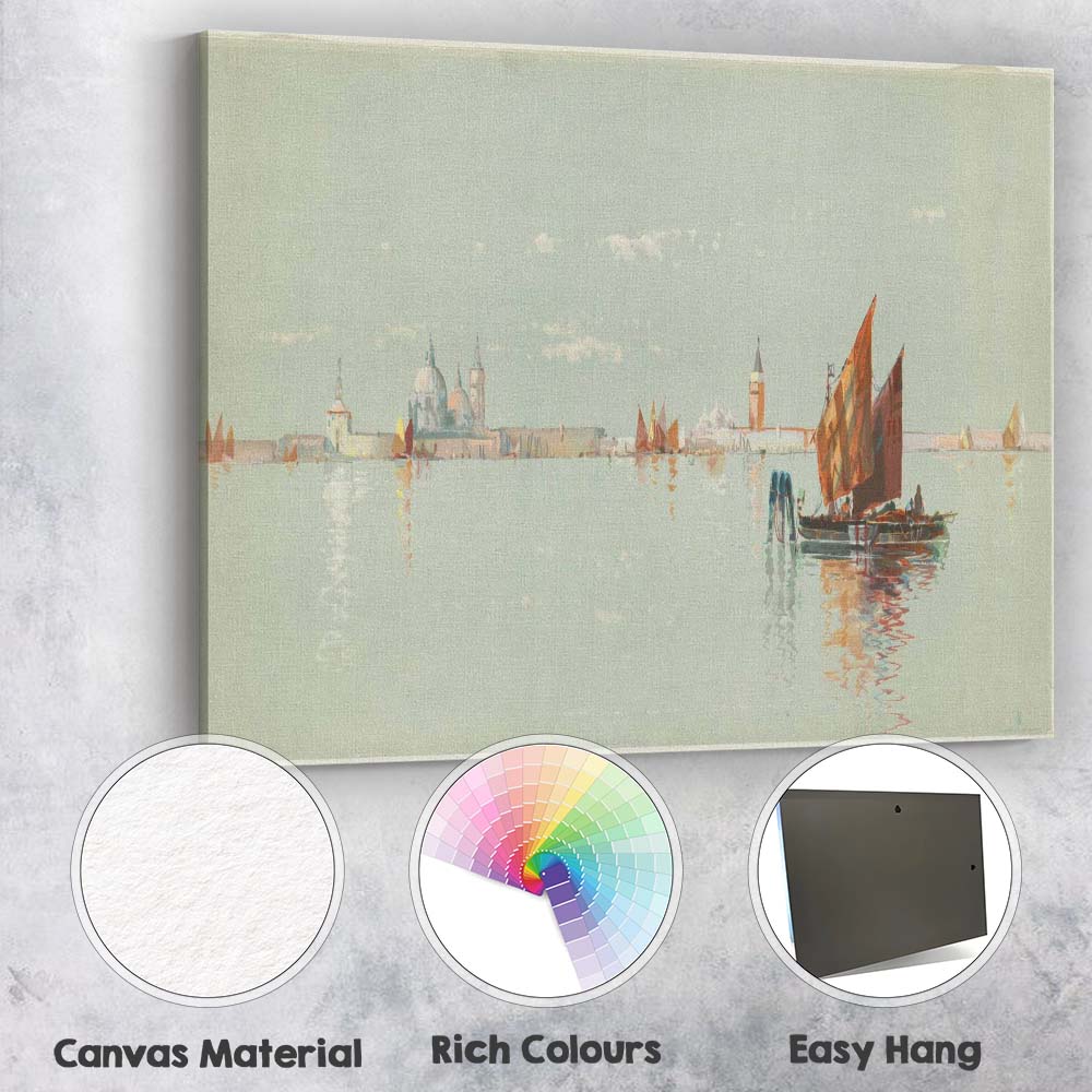 Serene Venetian Lagoon Sailing Boats Watercolour Seascape Canvas Wall Art Print Decor Picture Ready to Hang