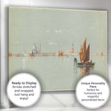 Serene Venetian Lagoon Sailing Boats Watercolour Seascape Canvas Wall Art Print Decor Picture Ready to Hang