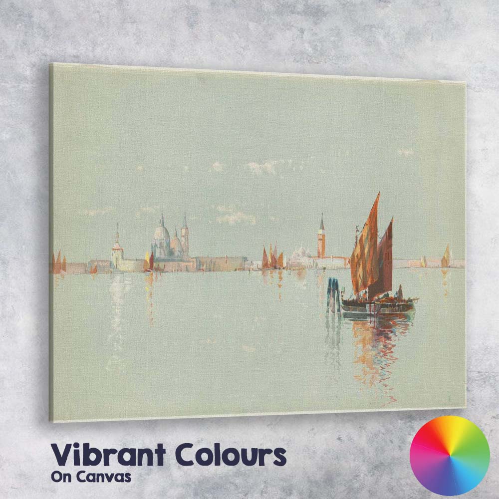 Serene Venetian Lagoon Sailing Boats Watercolour Seascape Canvas Wall Art Print Decor Picture Ready to Hang
