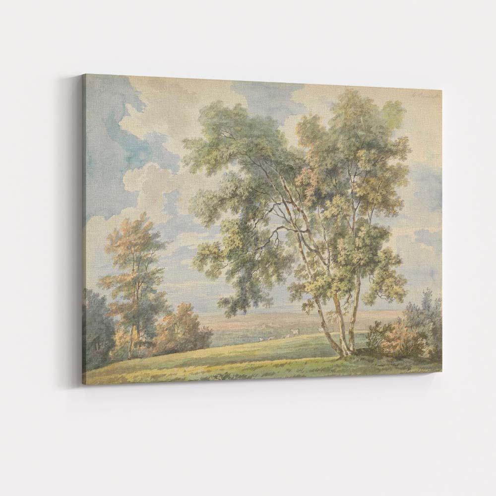 Pastoral Woodland Meadow Trees Watercolour Landscape Canvas Wall Art Print Decor Picture Ready to Hang